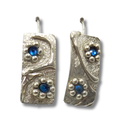 DKC-2135 Earrings, Oblong Drop, Blue CZ $140 at Hunter Wolff Gallery